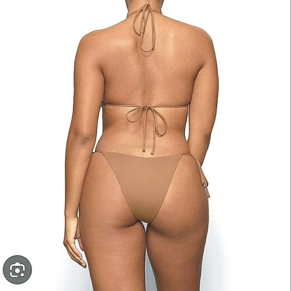 SKIMS Women's Ochre Signature Swim Lace Up Halter Monokini Size Large